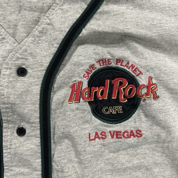 Hard Rock Cafe Las Vegas 90s Athletic Baseball Jersey Men's Large Button Y2K - Picture 8 of 11